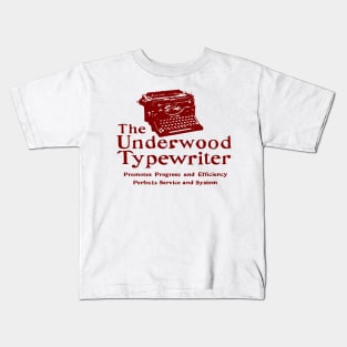 Old Ad Underwood Manual Typewriter Vintage Maroon Kids T-Shirt